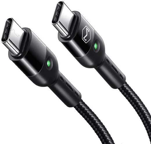 Uitrekbare USB-C naar USB-C Krulsnoer Kabel 60 Watt PD 1.8m Zwart afbeelding 2