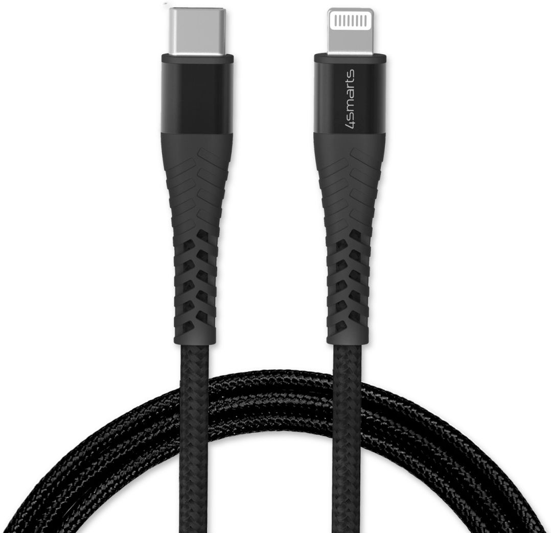 4smarts 20W USB-C naar Apple Lightning Kabel 3 Meter 3A Zwart/Grijs afbeelding 1