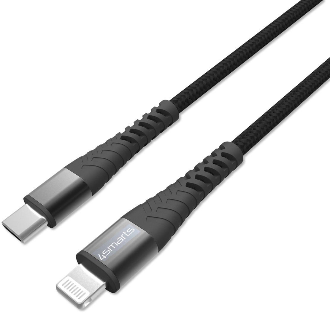 4smarts 20W USB-C naar Apple Lightning Kabel 3 Meter 3A Zwart/Grijs afbeelding 3