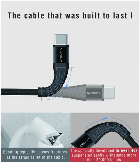 4smarts PremiumCord USB-C naar Lightning MFI Kabel Zwart Grijs 25CM afbeelding 6