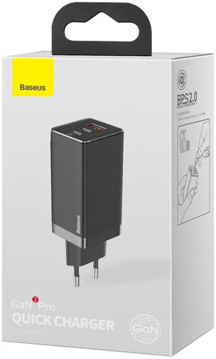 Baseus GaN2 Pro Snellader 65W met PD + USB-C Kabel 1M Zwart afbeelding 9