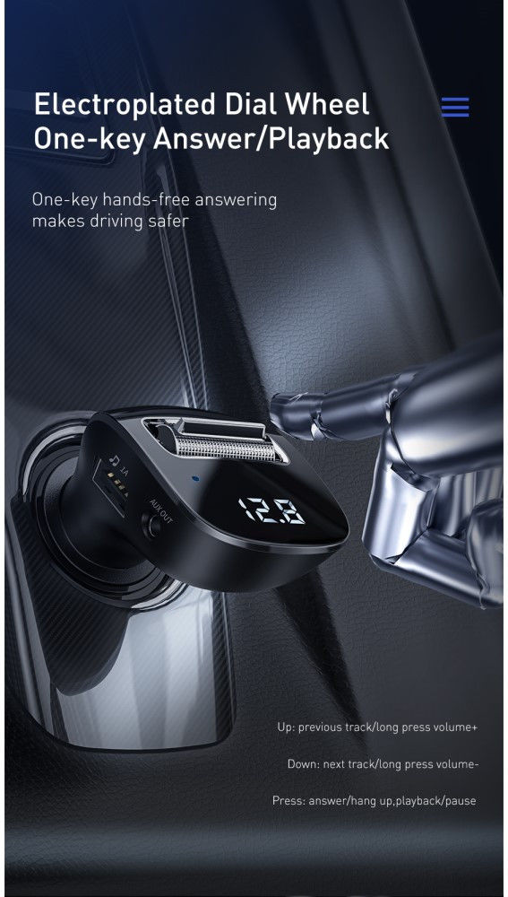 Baseus Bluetooth Muziek Transmitter en USB Autolader met Quick Charge afbeelding 8