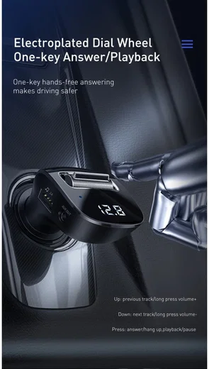 Baseus Bluetooth Muziek Transmitter en USB Autolader met Quick Charge afbeelding 8