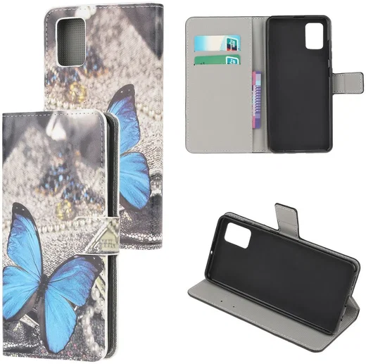 Samsung Galaxy A52 / A52S Hoesje Wallet Book Case met Print Blauwe Vlinder afbeelding 4