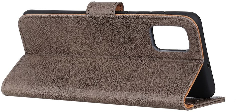 Samsung Galaxy A72 Hoesje Portemonnee met Drukknoop Sluiting Khaki afbeelding 7