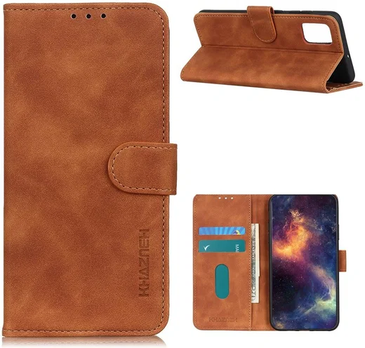 KHAZNEH Samsung Galaxy A72 Hoesje Retro Wallet Book Case Bruin afbeelding 5