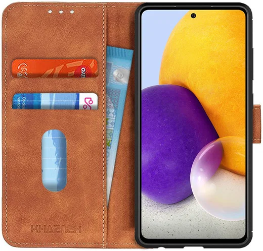 KHAZNEH Samsung Galaxy A72 Hoesje Retro Wallet Book Case Bruin afbeelding 1