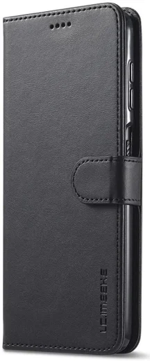 LC.IMEEKE Samsung Galaxy A12 Hoesje Book Case Kunst Leer Zwart afbeelding 1