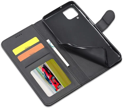 LC.IMEEKE Samsung Galaxy A12 Hoesje Book Case Kunst Leer Zwart afbeelding 13