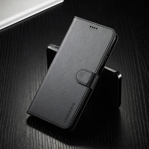 LC.IMEEKE Samsung Galaxy A12 Hoesje Book Case Kunst Leer Zwart afbeelding 15