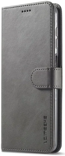 LC.IMEEKE Samsung Galaxy A12 Hoesje Book Case Kunst Leer Grijs afbeelding 1