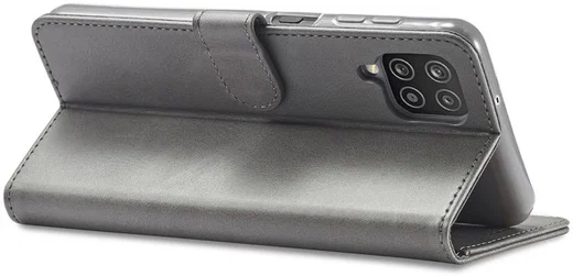 LC.IMEEKE Samsung Galaxy A12 Hoesje Book Case Kunst Leer Grijs afbeelding 13