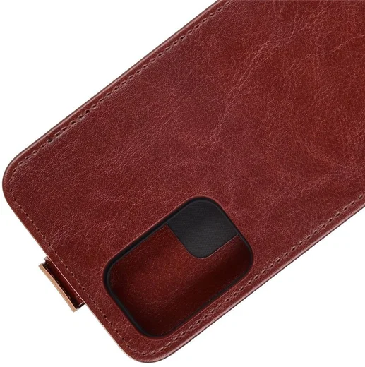 Samsung Galaxy A72 Hoesje Verticale Flip Wallet Case Kunstleer Bruin afbeelding 4