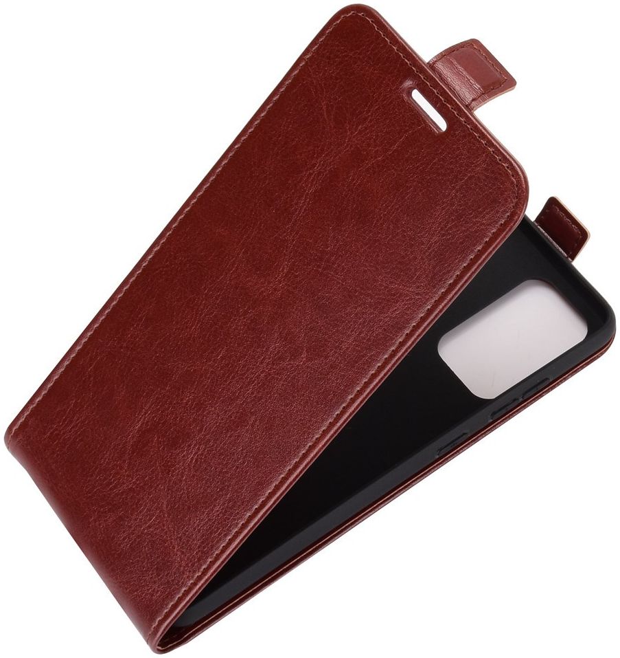 Samsung Galaxy A72 Hoesje Verticale Flip Wallet Case Kunstleer Bruin afbeelding 2