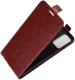 Samsung Galaxy A72 Hoesje Verticale Flip Wallet Case Kunstleer Bruin afbeelding 2
