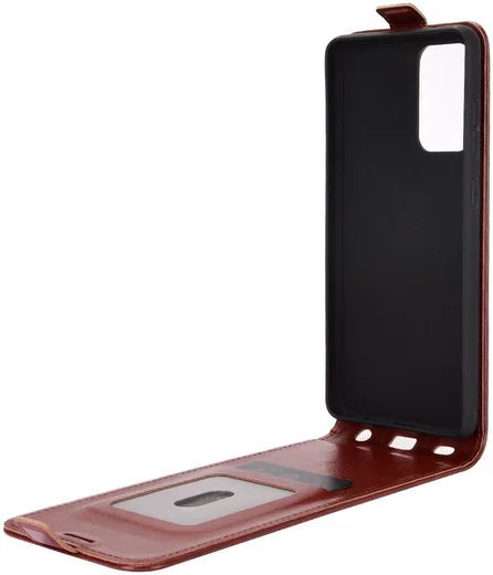 Samsung Galaxy A72 Hoesje Verticale Flip Wallet Case Kunstleer Bruin afbeelding 3