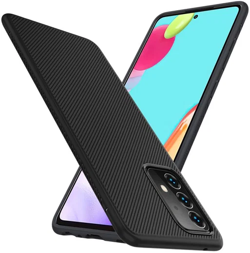 Samsung Galaxy A52 / A52S Hoesje Twill Slim Textuur Back Cover Zwart afbeelding 2