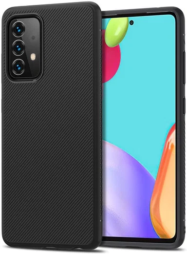 Samsung Galaxy A52 / A52S Hoesje Twill Slim Textuur Back Cover Zwart afbeelding 1
