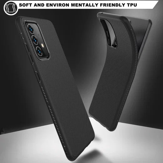 Samsung Galaxy A52 / A52S Hoesje Twill Slim Textuur Back Cover Zwart afbeelding 5