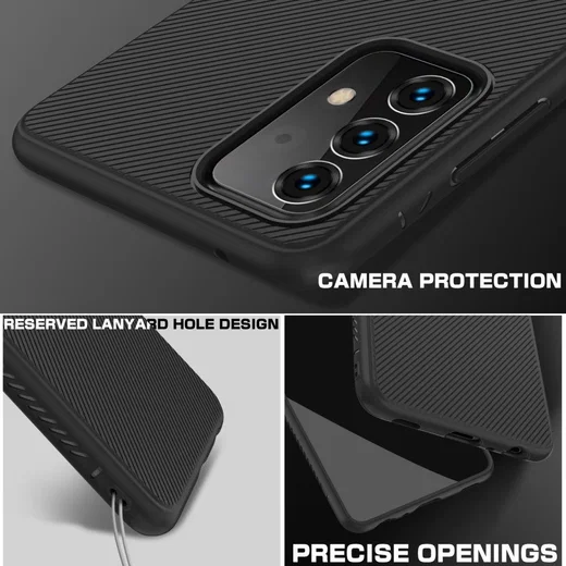 Samsung Galaxy A52 / A52S Hoesje Twill Slim Textuur Back Cover Zwart afbeelding 4