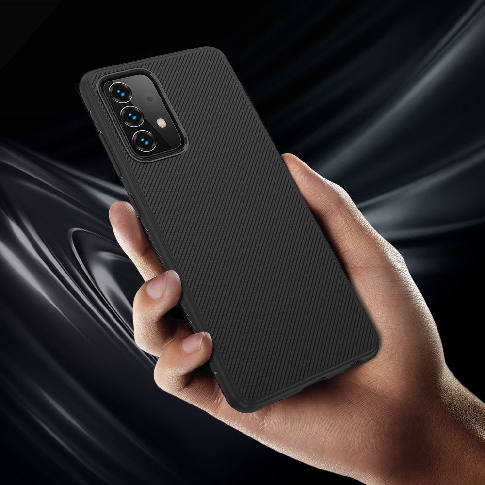 Samsung Galaxy A52 / A52S Hoesje Twill Slim Textuur Back Cover Zwart afbeelding 6