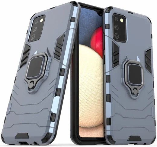 Samsung Galaxy A02s Hoesje met Kickstand Ring Houder Blauw afbeelding 2