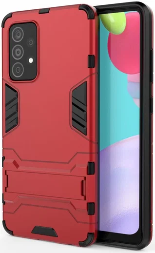 Samsung Galaxy A52/A52S Hoesje Shock Proof Kickstand Back Cover Rood afbeelding 1