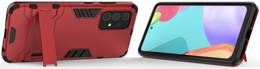 Samsung Galaxy A52/A52S Hoesje Shock Proof Kickstand Back Cover Rood afbeelding 3