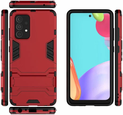 Samsung Galaxy A52/A52S Hoesje Shock Proof Kickstand Back Cover Rood afbeelding 4