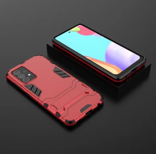Samsung Galaxy A52/A52S Hoesje Shock Proof Kickstand Back Cover Rood afbeelding 5