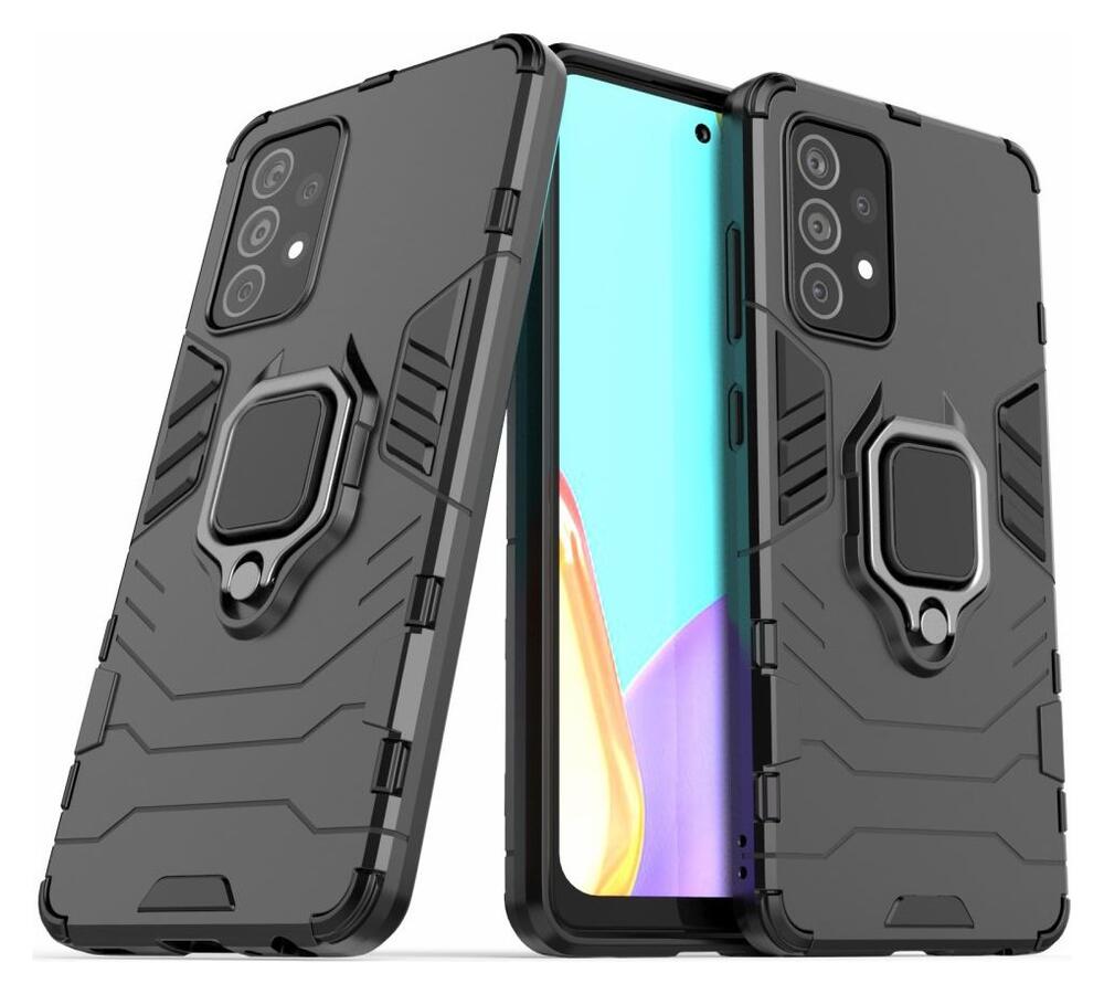 Samsung Galaxy A52 / A52S Hoesje Metalen Magnetische Ring Kickstand Zwart afbeelding 2