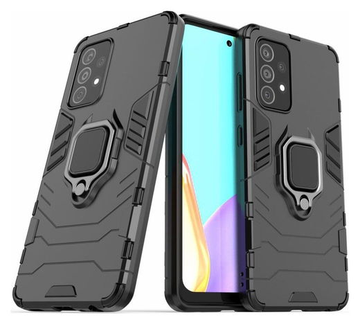 Samsung Galaxy A52 / A52S Hoesje Metalen Magnetische Ring Kickstand Zwart afbeelding 2