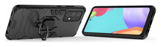 Samsung Galaxy A52 / A52S Hoesje Metalen Magnetische Ring Kickstand Zwart afbeelding 3