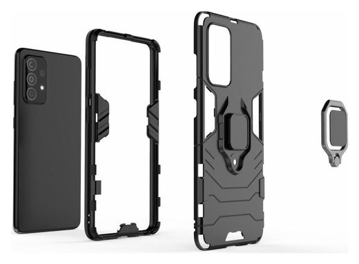 Samsung Galaxy A52 / A52S Hoesje Metalen Magnetische Ring Kickstand Zwart afbeelding 6