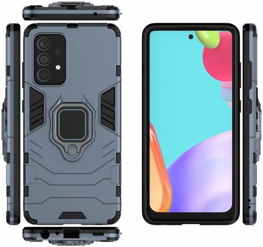 Samsung Galaxy A52 / A52S Hoesje Magnetische Ring Kickstand Blauw afbeelding 5