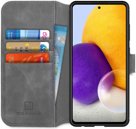 DG Ming Samsung Galaxy A72 Hoesje Retro Wallet Book Case Grijs afbeelding 1