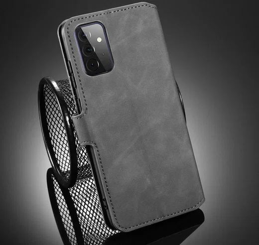 DG Ming Samsung Galaxy A72 Hoesje Retro Wallet Book Case Grijs afbeelding 9