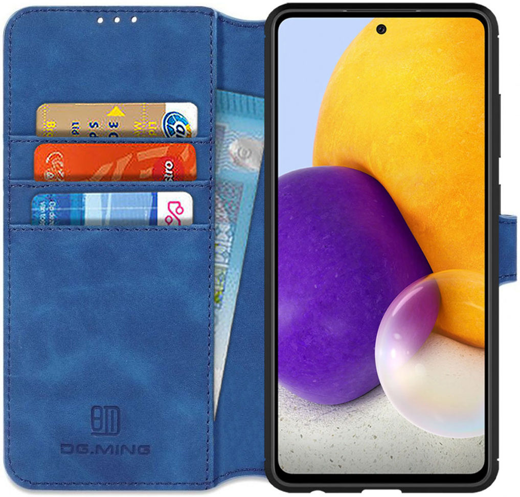 DG Ming Samsung Galaxy A72 Hoesje Retro Wallet Book Case Blauw afbeelding 1