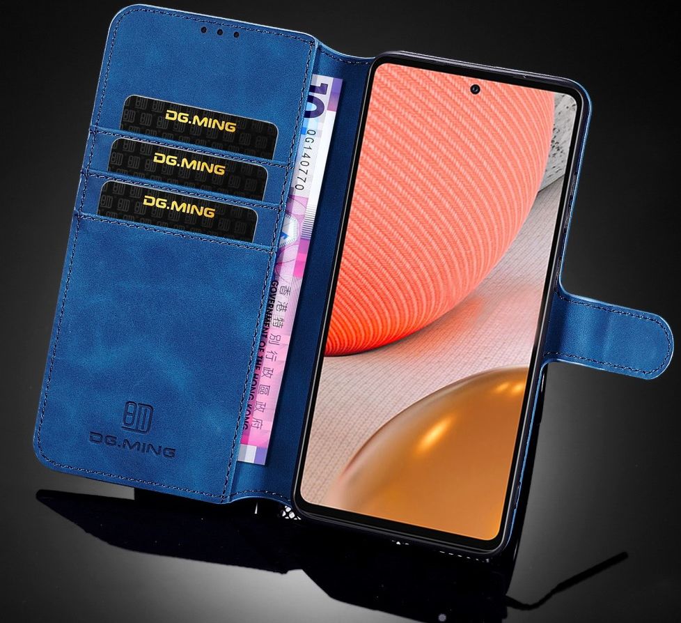 DG Ming Samsung Galaxy A72 Hoesje Retro Wallet Book Case Blauw afbeelding 4