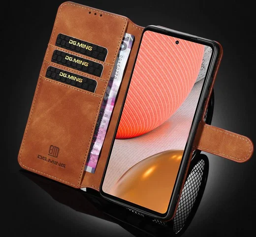 DG Ming Samsung Galaxy A72 Hoesje Retro Wallet Book Case Bruin afbeelding 4