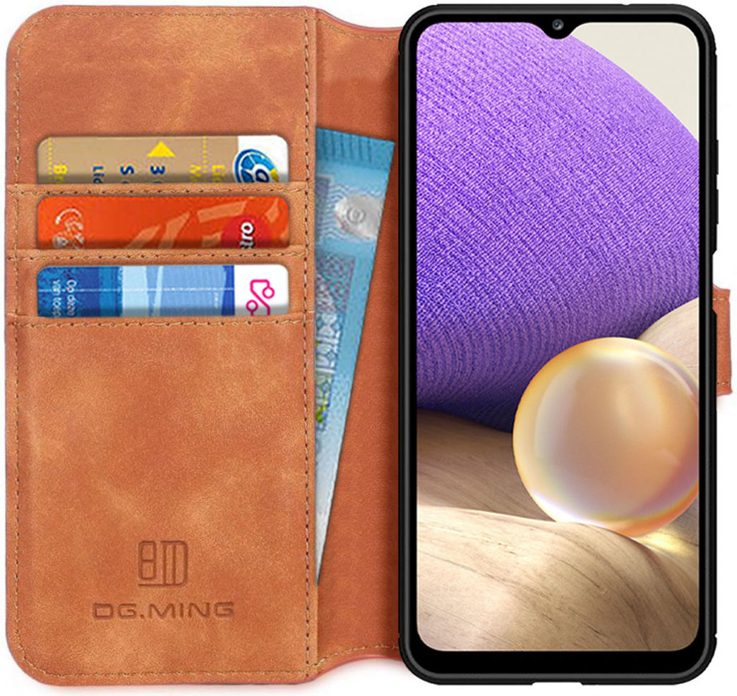 DG Ming Samsung Galaxy A32 5G Hoesje Retro Wallet Book Case Bruin afbeelding 1