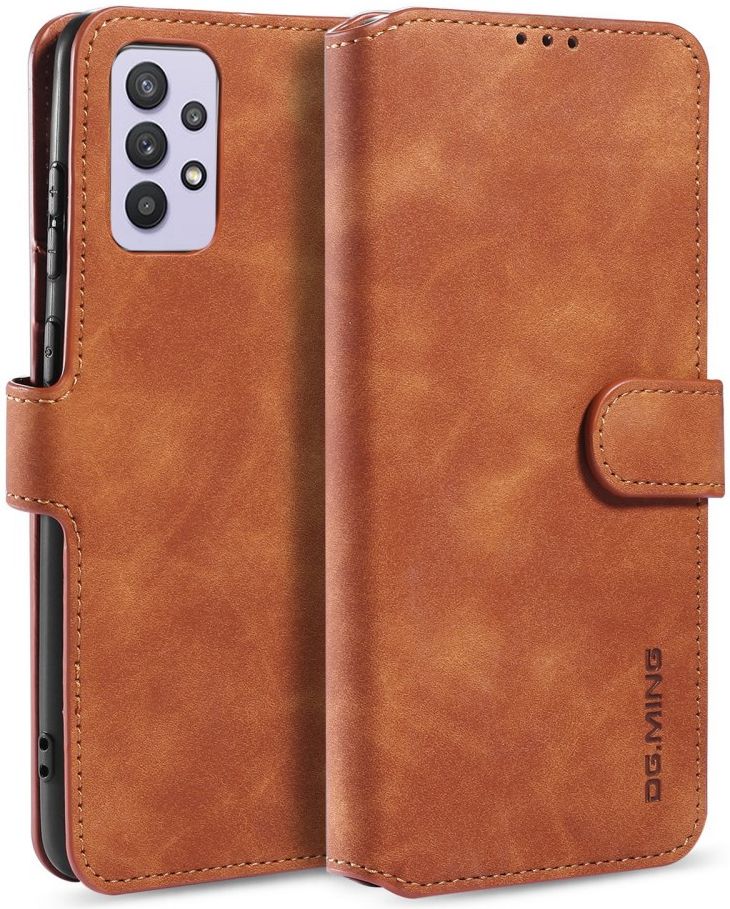 DG Ming Samsung Galaxy A32 5G Hoesje Retro Wallet Book Case Bruin afbeelding 2