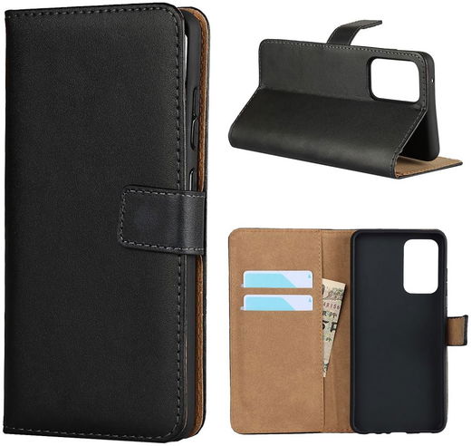 Samsung Galaxy A52 / A52S Hoesje Portemonnee Book Case Echt Leer Zwart afbeelding 5