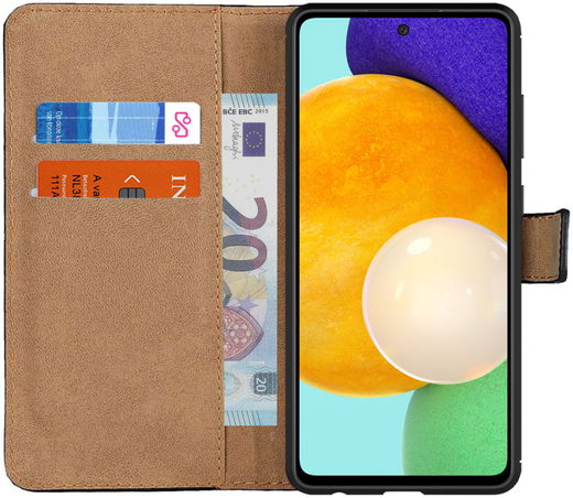 Samsung Galaxy A52 / A52S Hoesje Portemonnee Book Case Echt Leer Zwart afbeelding 1