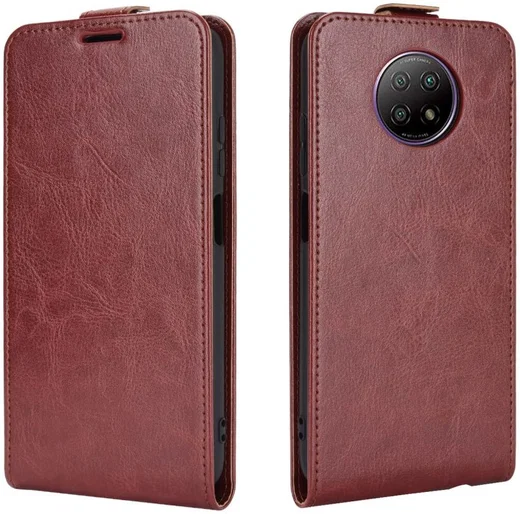 Xiaomi Redmi Note 9T Hoesje Verticale Flip Wallet Case Kunstleer Bruin afbeelding 4