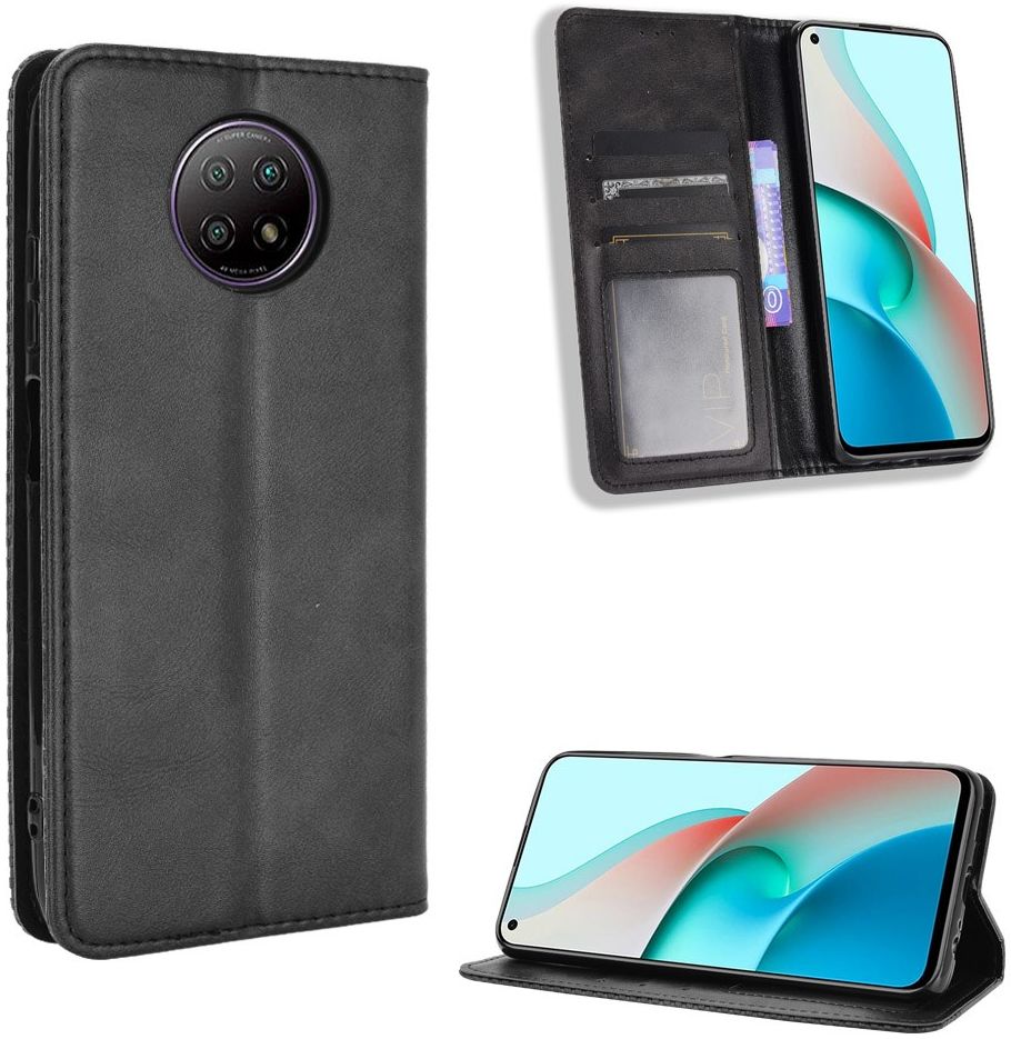 Xiaomi Redmi Note 9T Portemonnee Hoesje Vintage Look Kunst Leer Zwart afbeelding 10