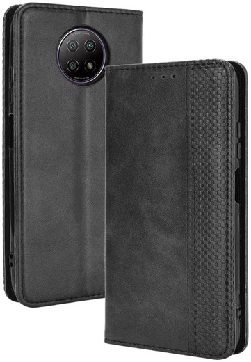 Xiaomi Redmi Note 9T Portemonnee Hoesje Vintage Look Kunst Leer Zwart afbeelding 9