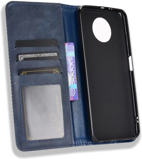 Xiaomi Redmi Note 9T Portemonnee Hoesje Vintage Look Kunst Leer Blauw afbeelding 5