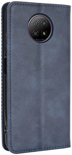 Xiaomi Redmi Note 9T Portemonnee Hoesje Vintage Look Kunst Leer Blauw afbeelding 3