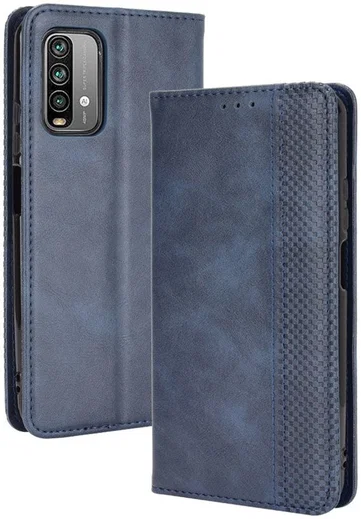 Xiaomi Redmi 9T Styles Portemonnee Hoesje Retro Look Kunstleer Blauw afbeelding 9
